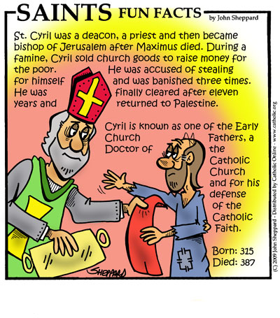 St. Cyril of Jerusalem Saints Fun Facts for St. Cyril of Jerusalem